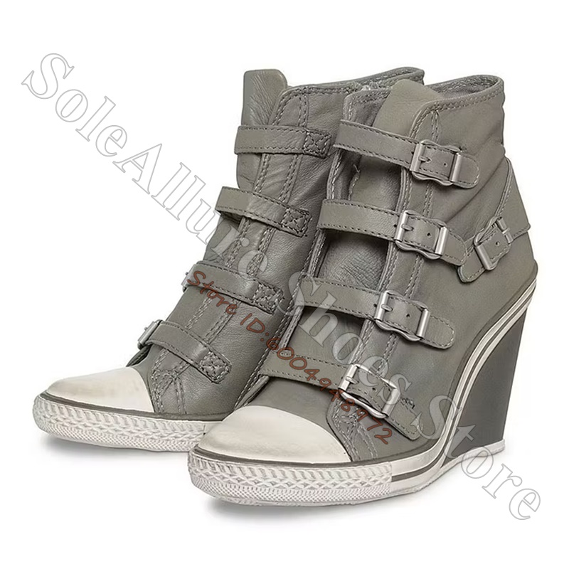 Grey Multi Buckle High Top Wed - đánh giá và giá Vintage Zipper
